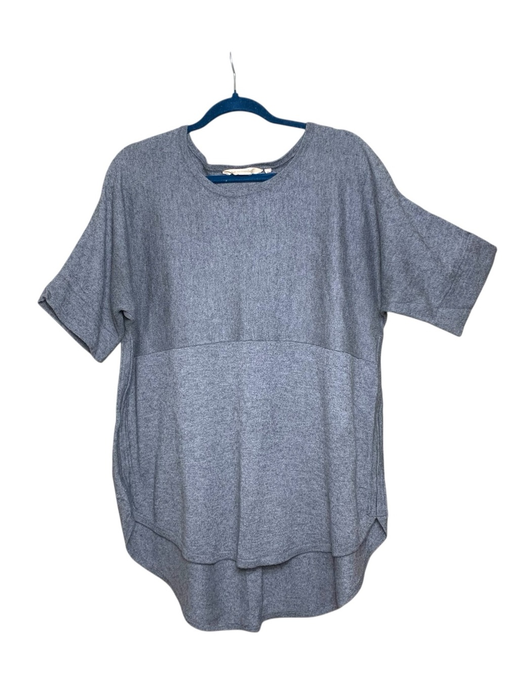 Soft Surroundings Gray Knit Short Sleeve Tunic Sz L/XL Minimalist Closet Staple